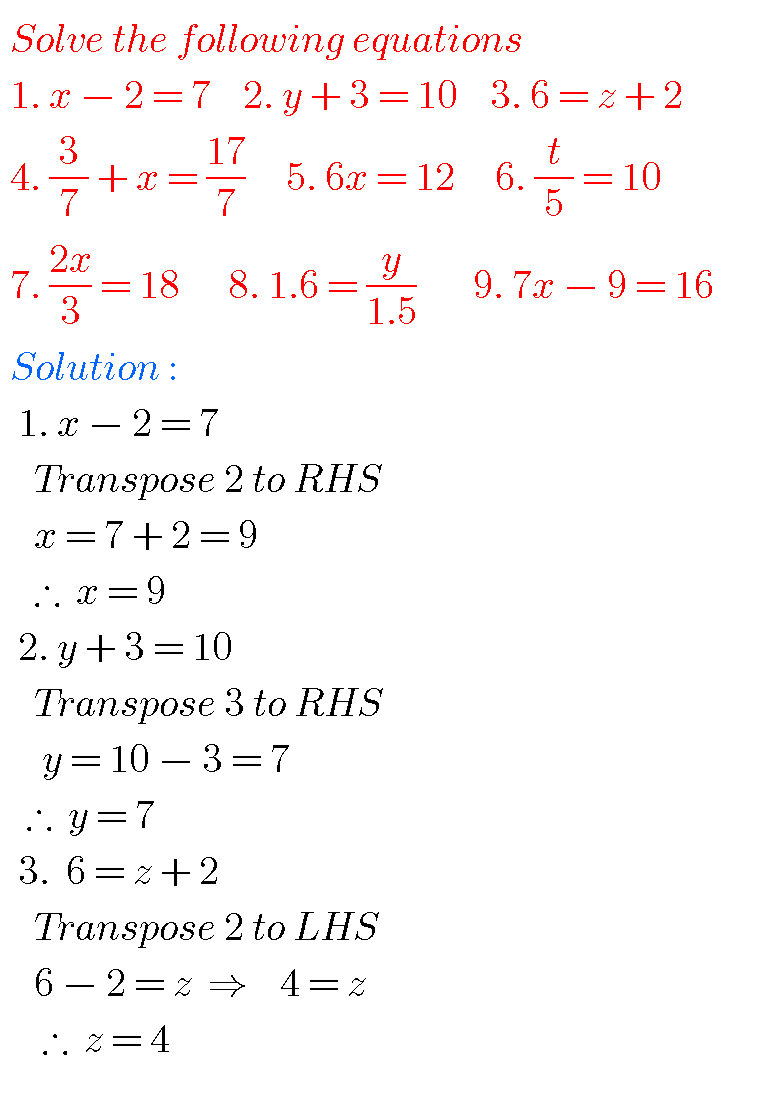 Examples Of Linear Equations In One Variable With Answers - Tessshebaylo