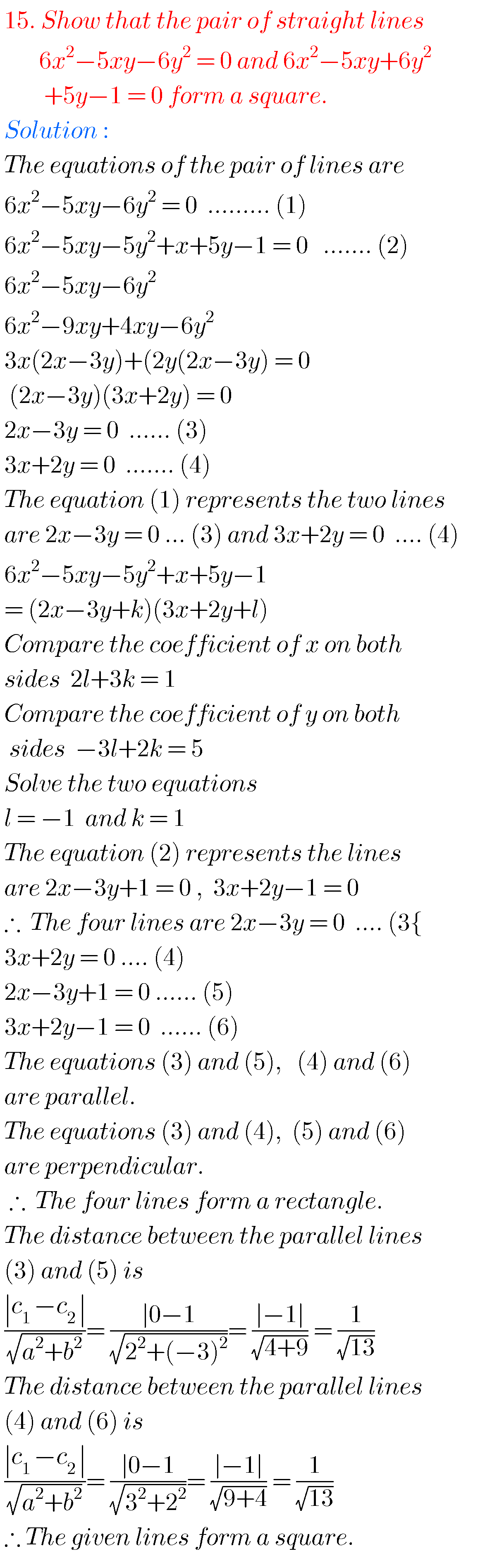 Pair Of Straight Lines Inter 1st Year,Mathematics Inter 1b Chapter 4 ...