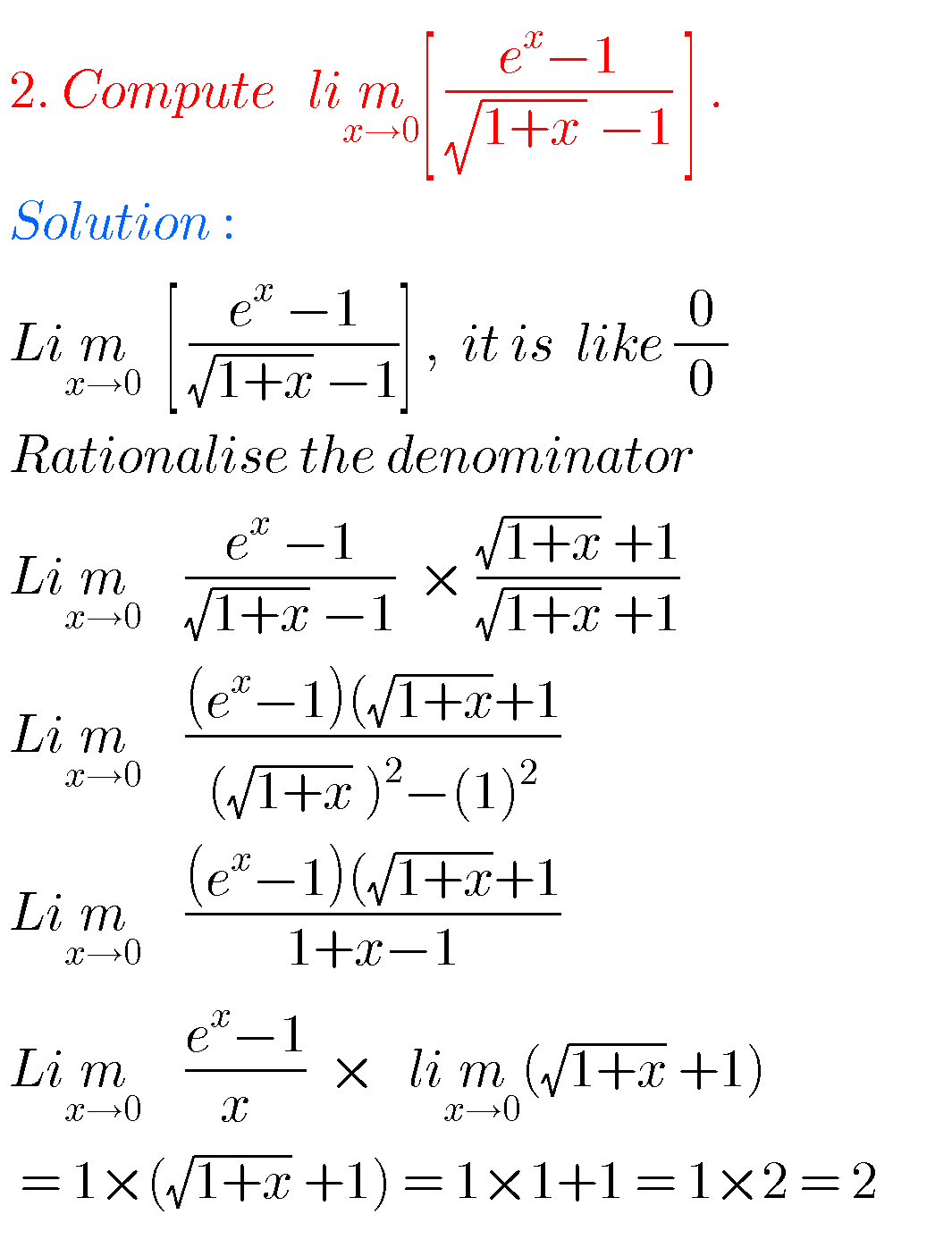 Mathematics Limits And Continuity Inter Solutions - MATHS GLOW