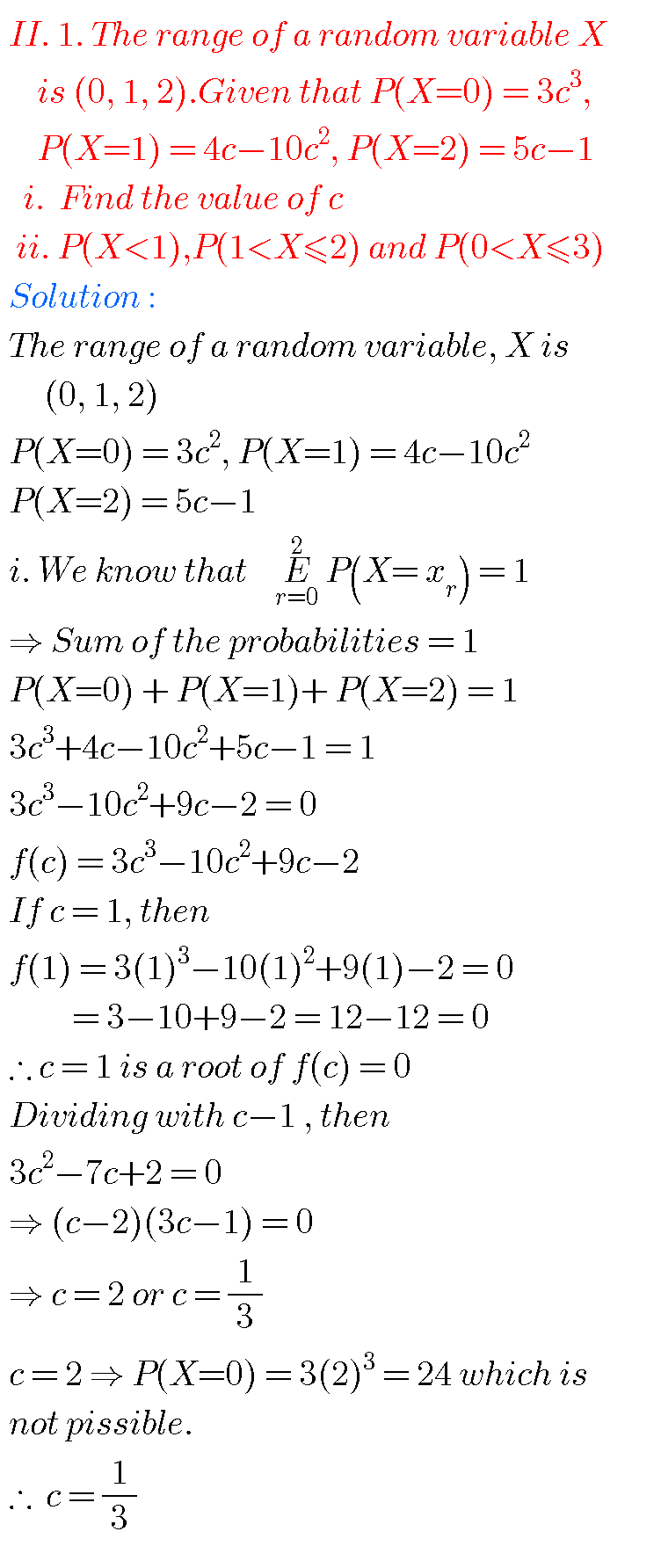 Inter Maths Solutions For IIA Random Variables And Probability ...