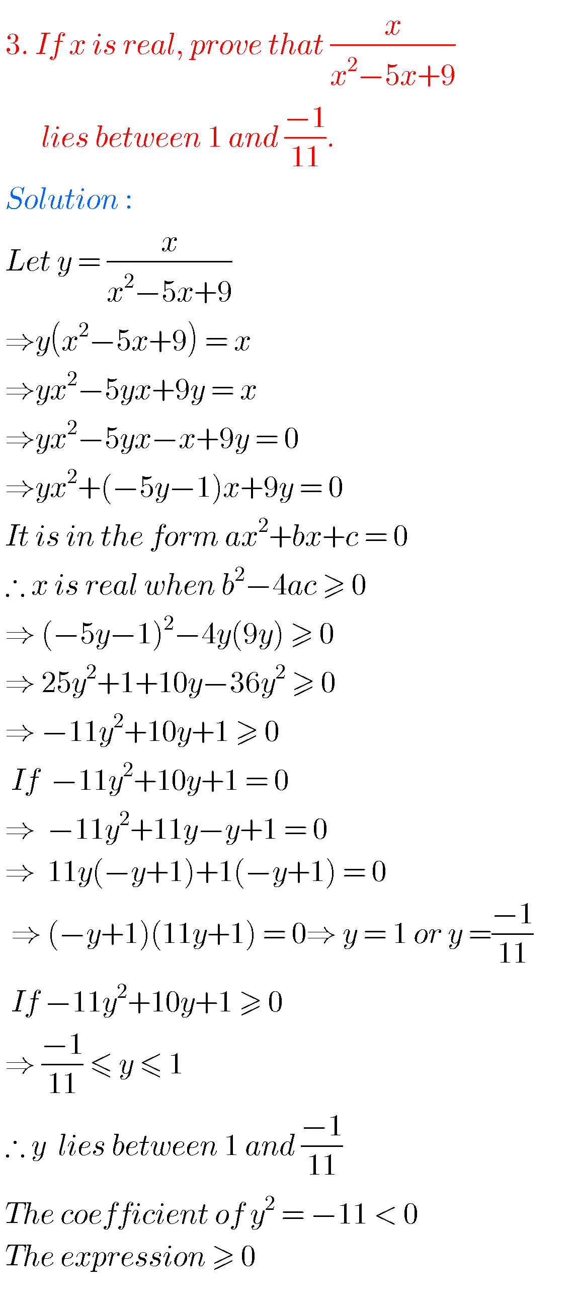 Inter Maths Solutions For Quadratic Expressions,Exercise 3(b) Chapter 3 ...