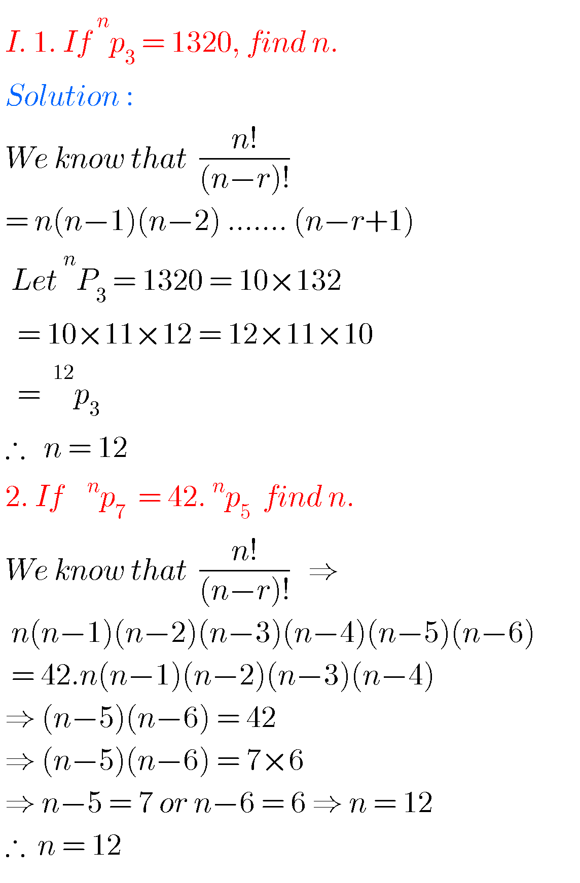 Inter Maths Solutions For Permutations And Combinations,Exercise 5(a),5 ...