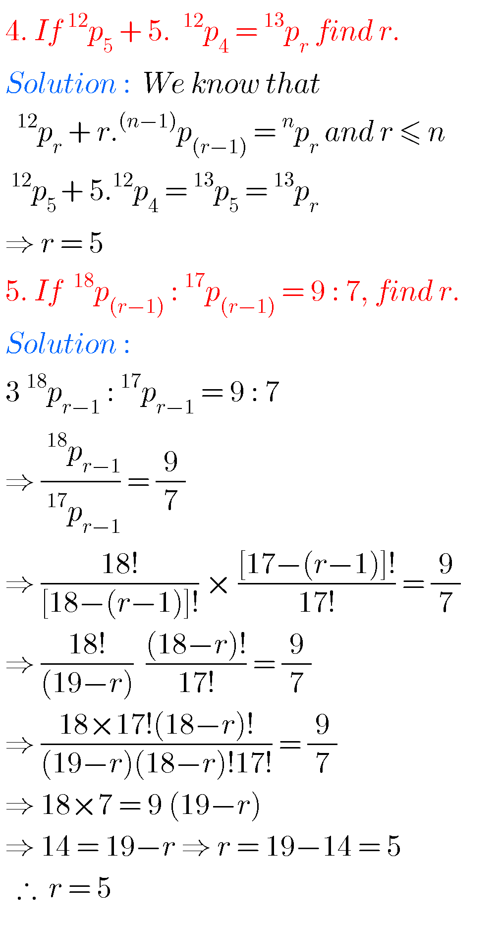 Inter Maths Solutions For Permutations And Combinations,exercise 5(a),5 ...