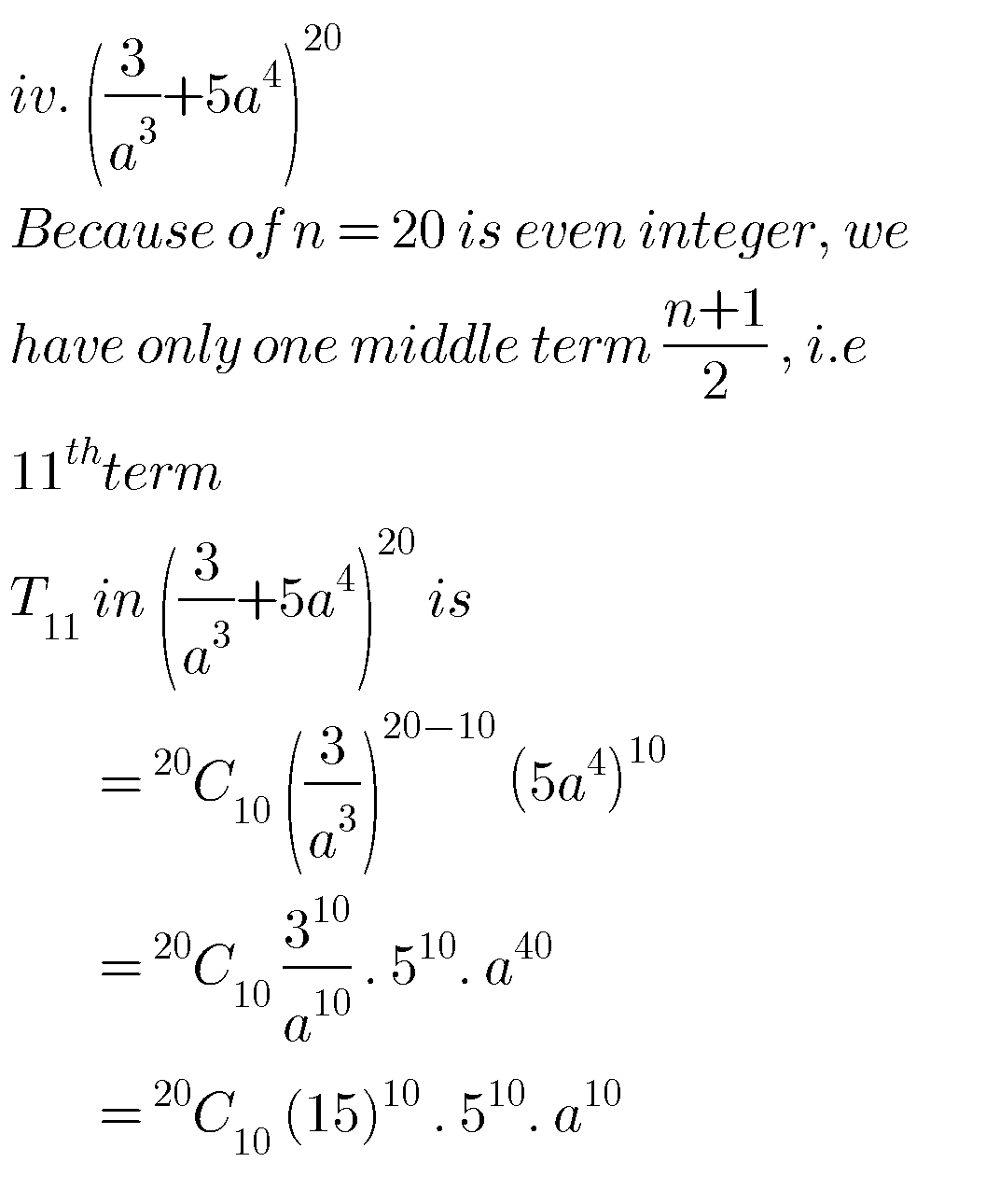 Binomial Theorem Solutions Inter Second Year Maths - MATHS GLOW