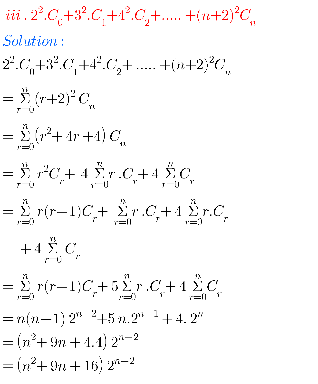 Binomial Theorem Solutions Inter Second Year Maths - MATHS GLOW