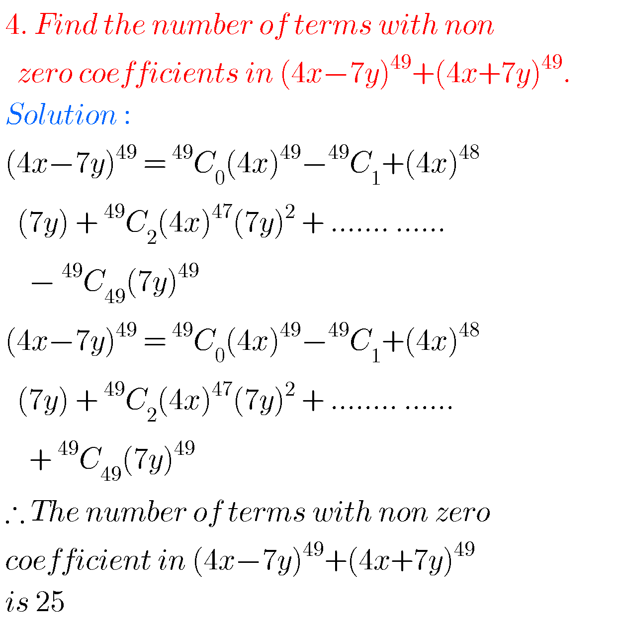 Binomial Theorem Solutions Inter Second Year Maths - MATHS GLOW