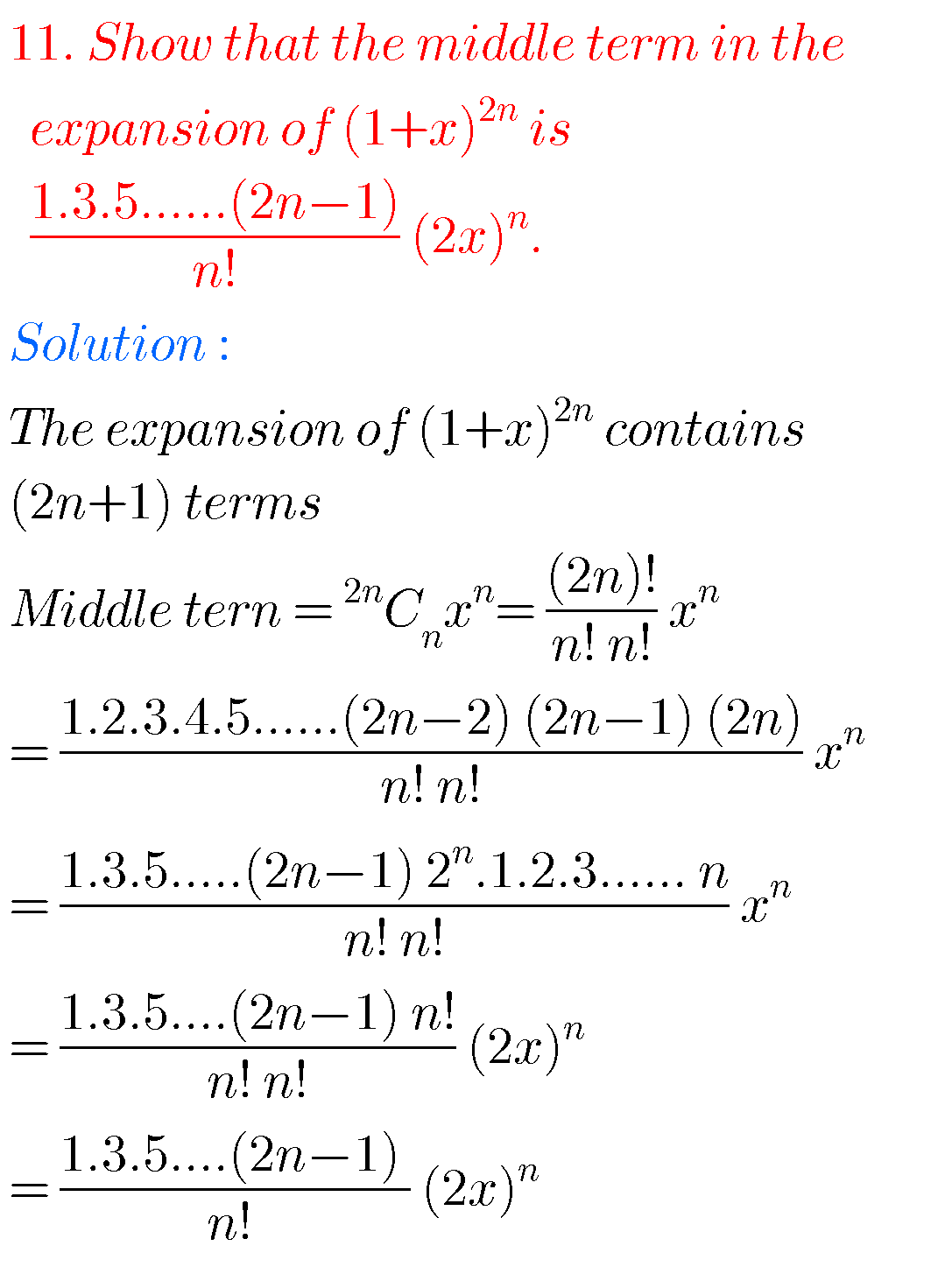 Binomial Theorem Solutions Inter Second Year Maths - MATHS GLOW