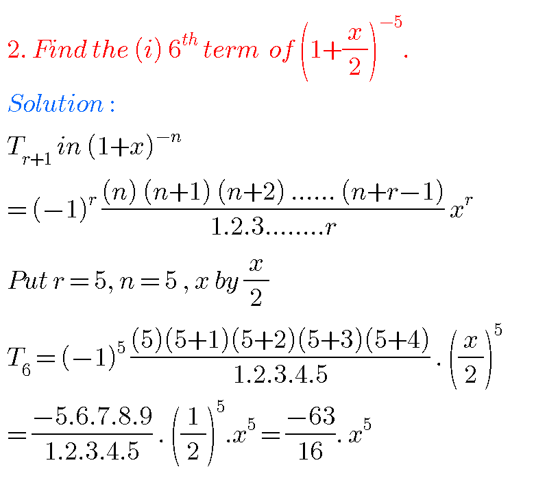 Binomial Theorem Solutions Inter Second Year Maths - MATHS GLOW