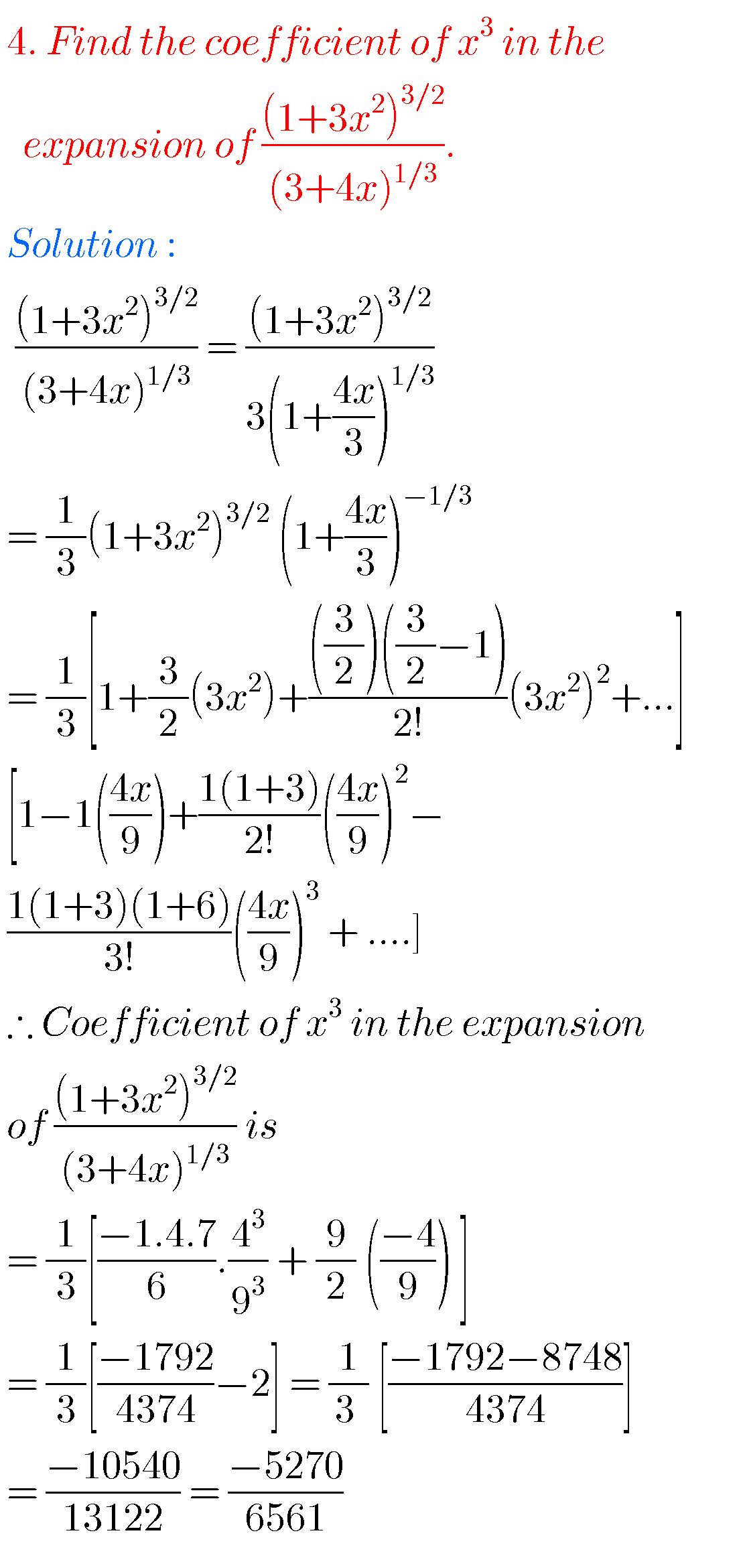 Binomial Theorem Solutions Inter Second Year Maths - MATHS GLOW