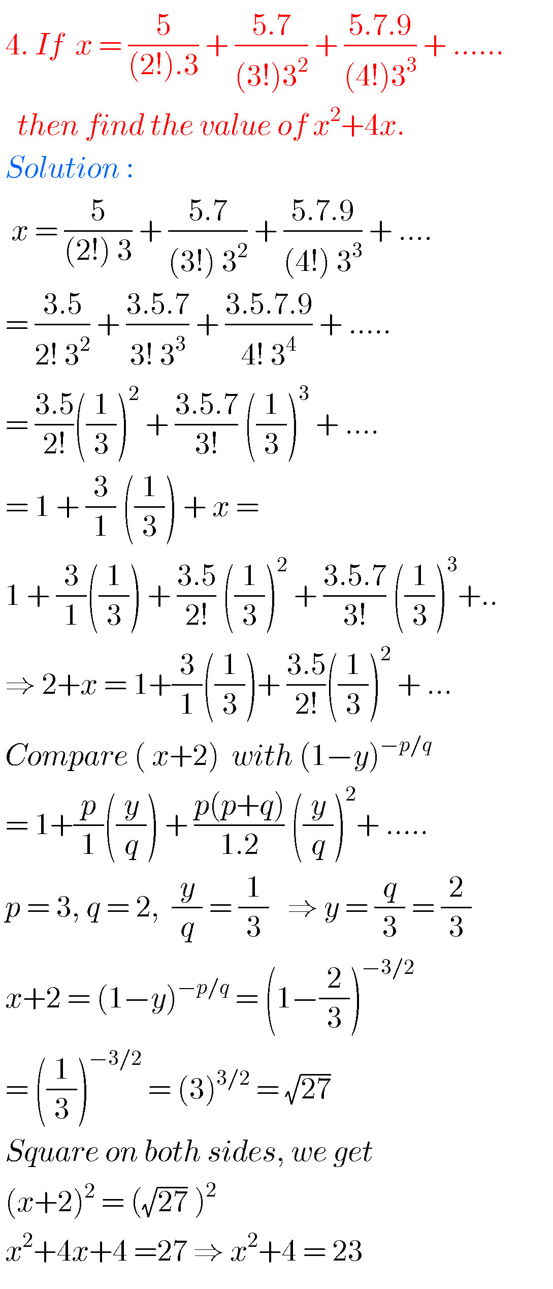 Binomial Theorem Solutions Inter Second Year Maths - MATHS GLOW