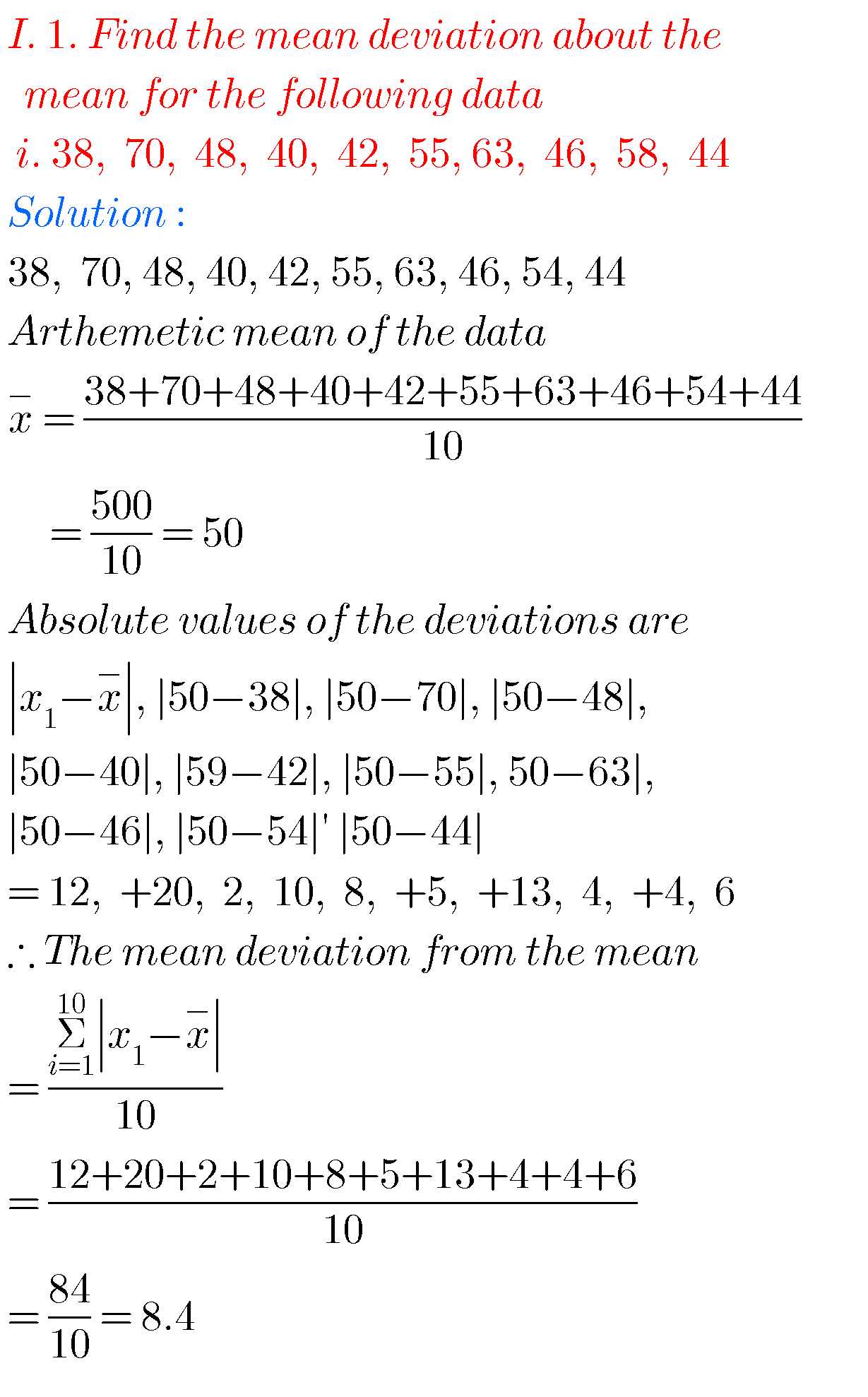 Measures Of Dispersion Worksheet With Answers