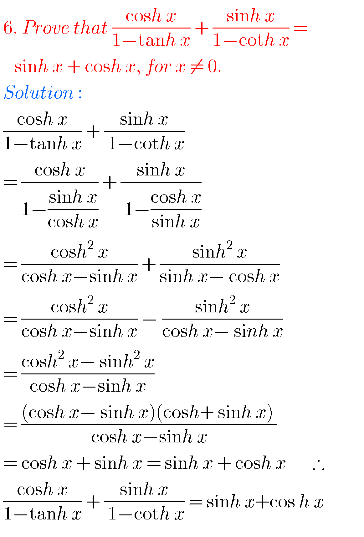 Inter 1A Solutions For Chapter 9 Hyperbolic Functions Archives MATHS GLOW