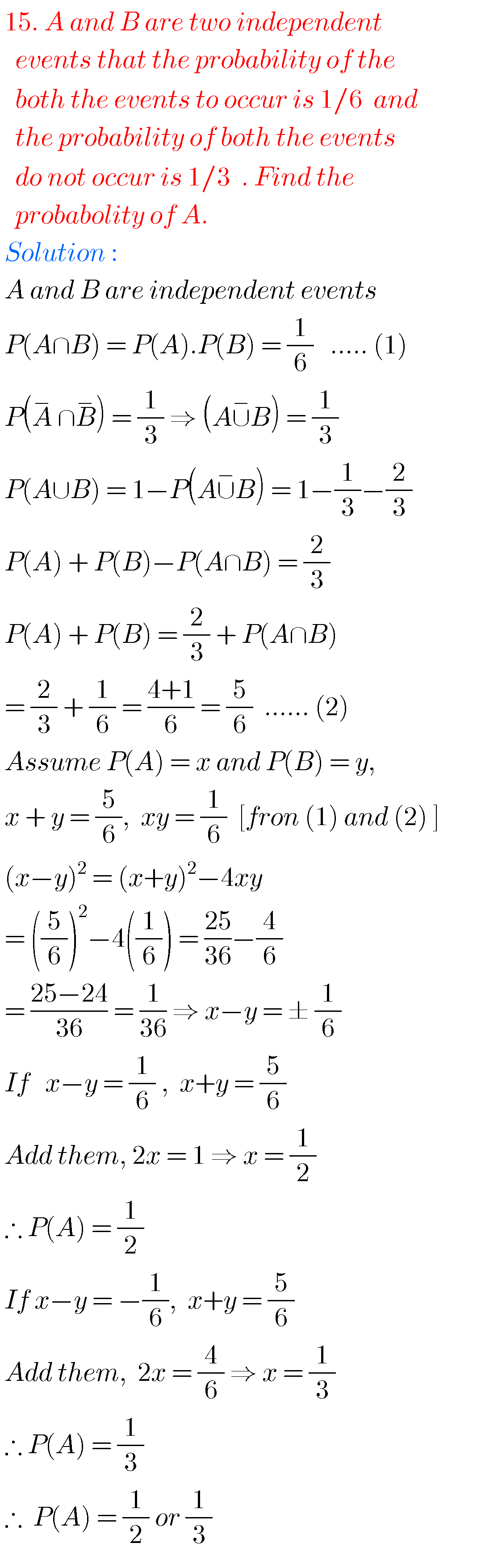 Probability Solutions Inter Maths 2a,Exercise 9(a),9(b) And 9(c) 2nd ...