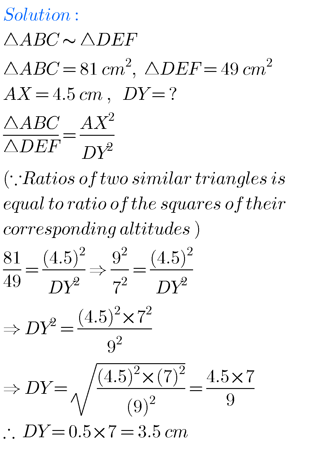 similar triangles class 10