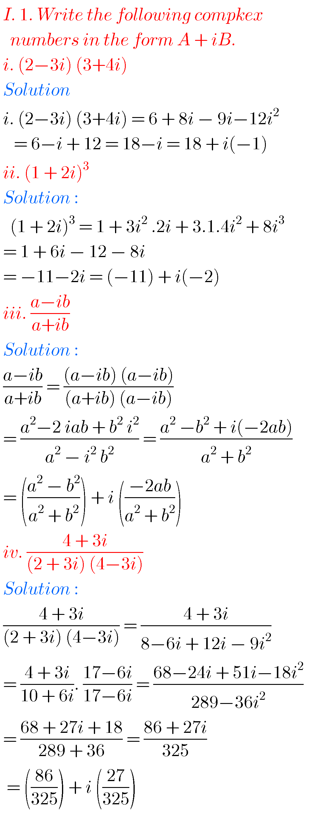 Intermediate Maths Solutions For Complex Numbers - MATHS GLOW