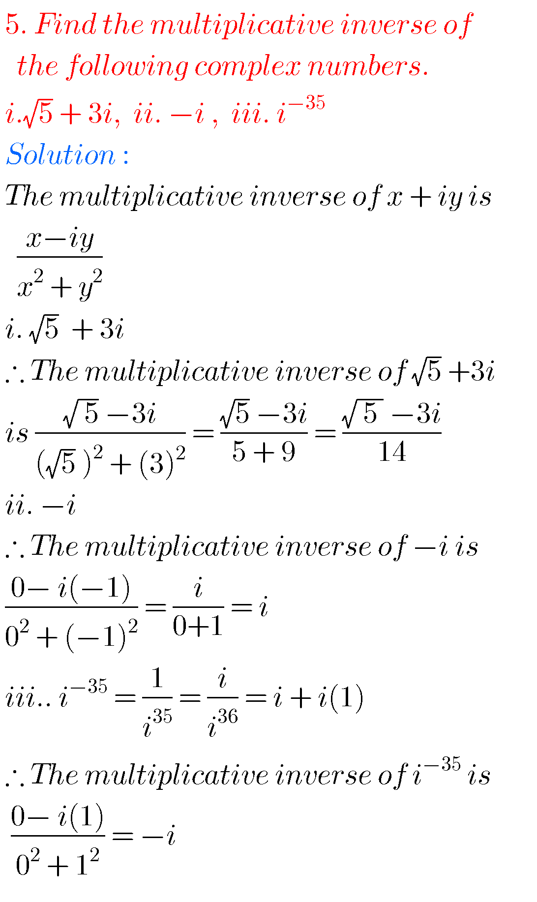 Intermediate Maths Solutions For Complex Numbers - MATHS GLOW