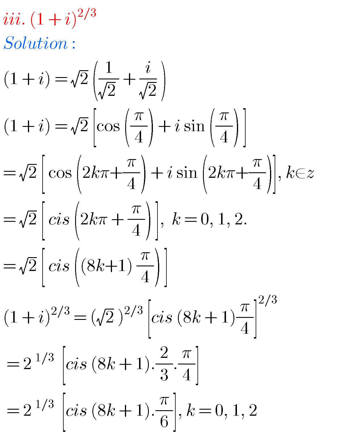 Intermediate Maths Solutions For De Moivre's Theorem - MATHS GLOW