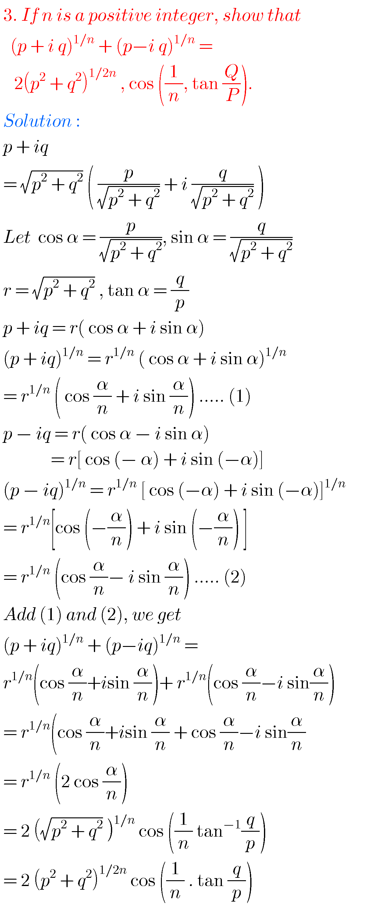 Intermediate Maths Solutions For De Moivre's Theorem - MATHS GLOW