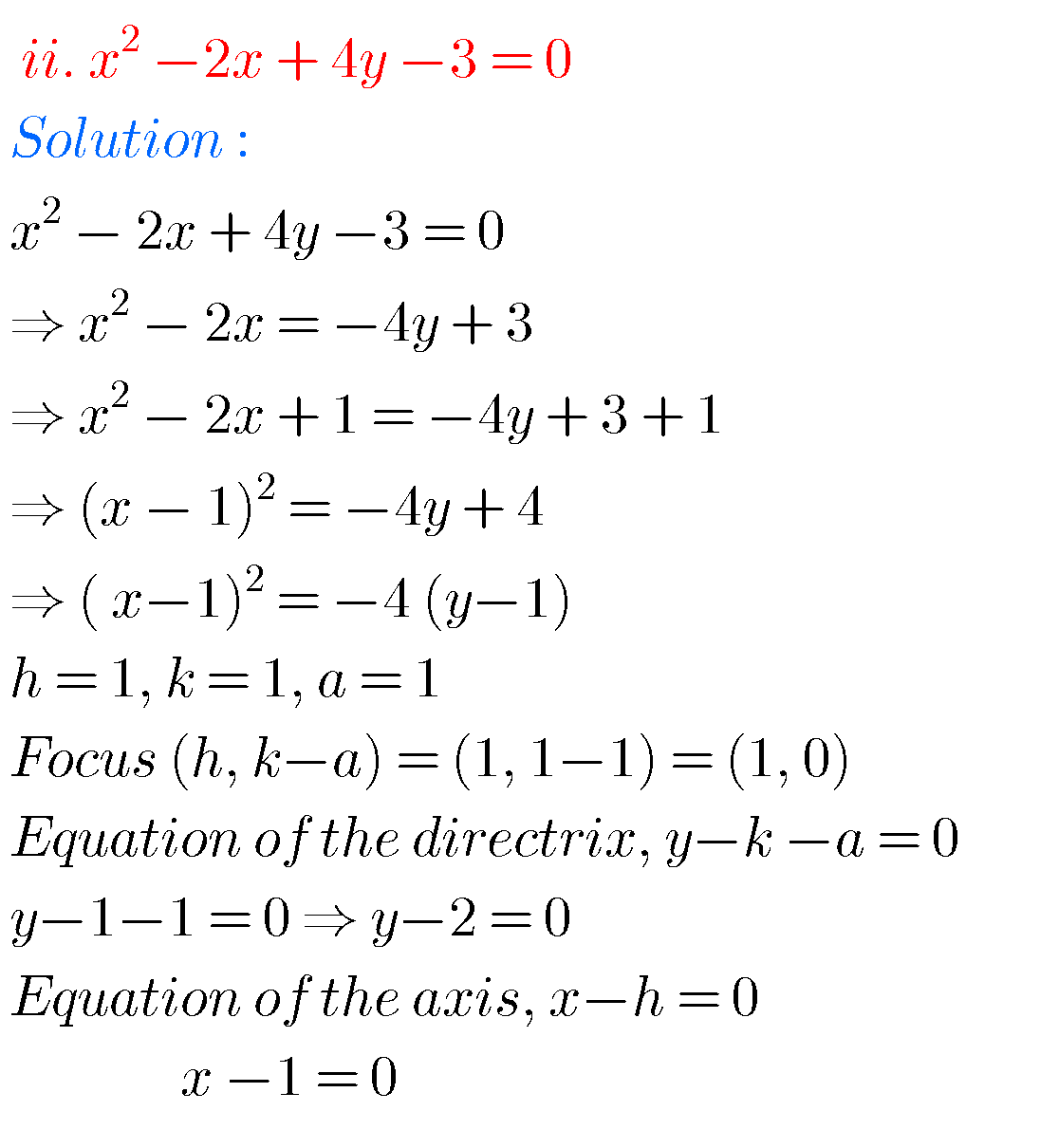 Intermediate Maths Solutions For Parabola - MATHS GLOW