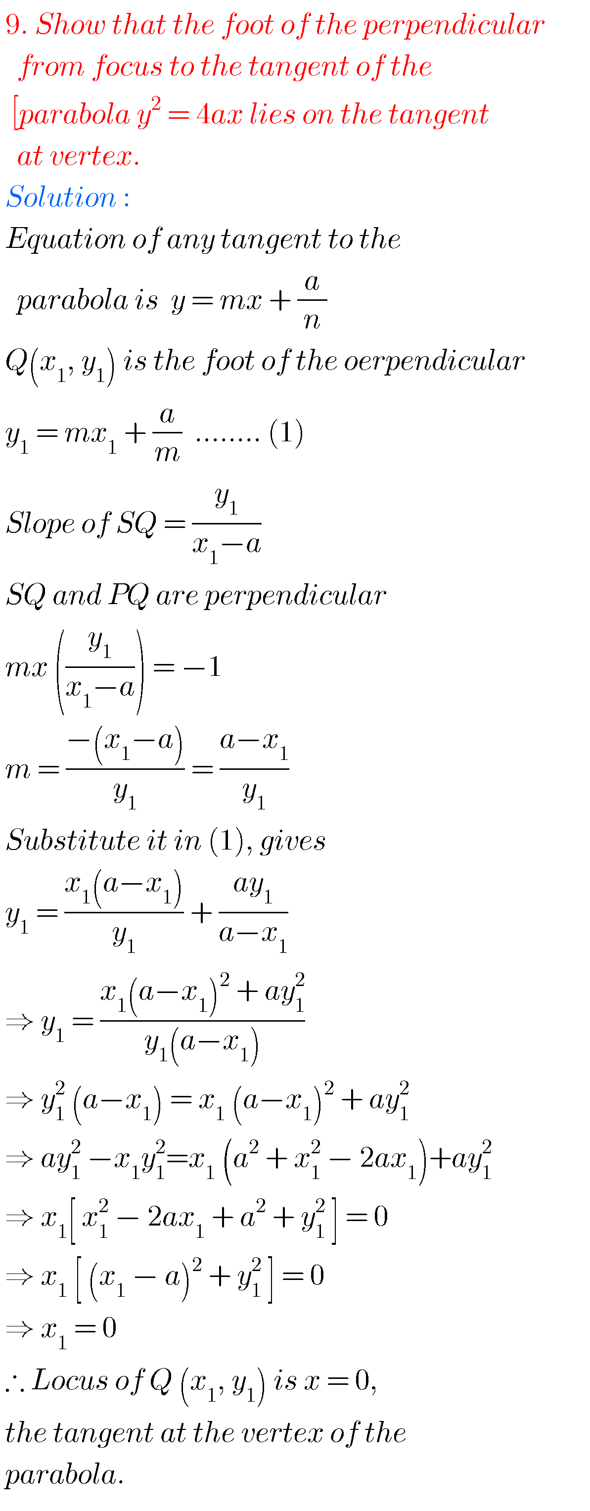 Intermediate Maths Solutions For Parabola - MATHS GLOW