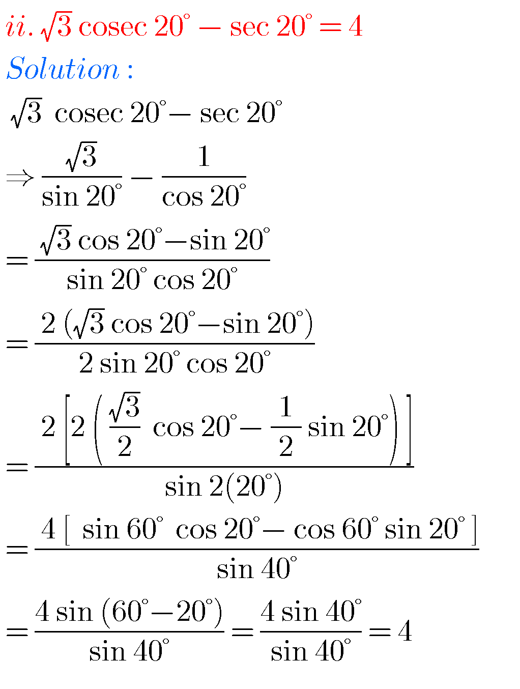 Intermediate Maths Solutions For 1A Exercise 6(d) Trigonometric Ratios ...