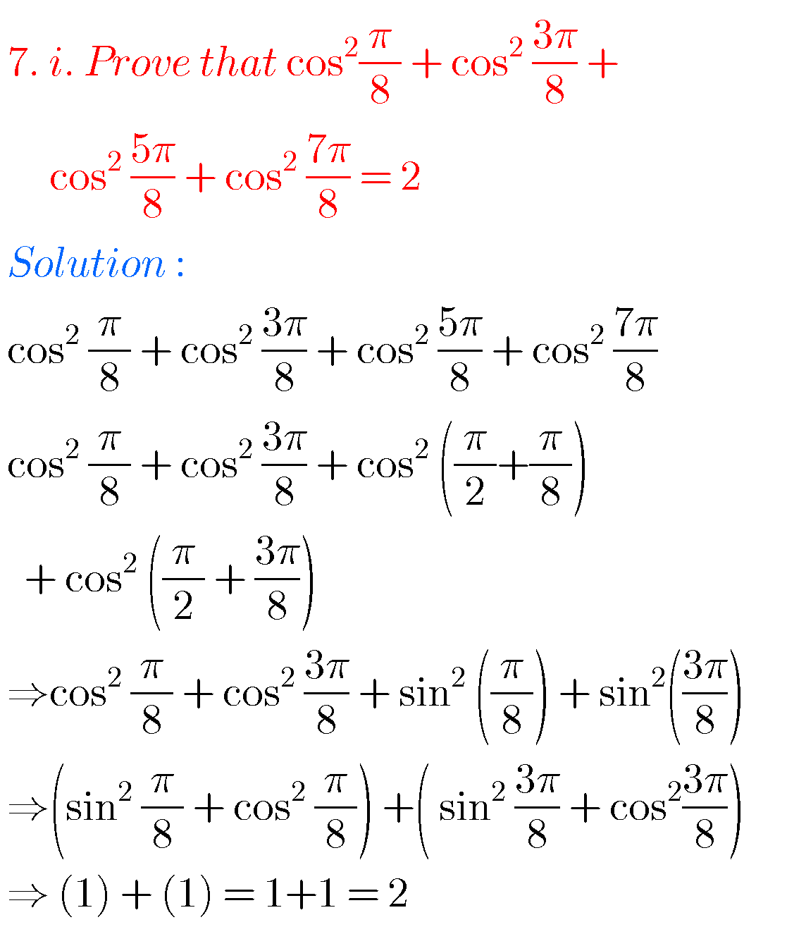 Intermediate Maths Solutions For 1A Exercise 6(d) Trigonometric Ratios ...