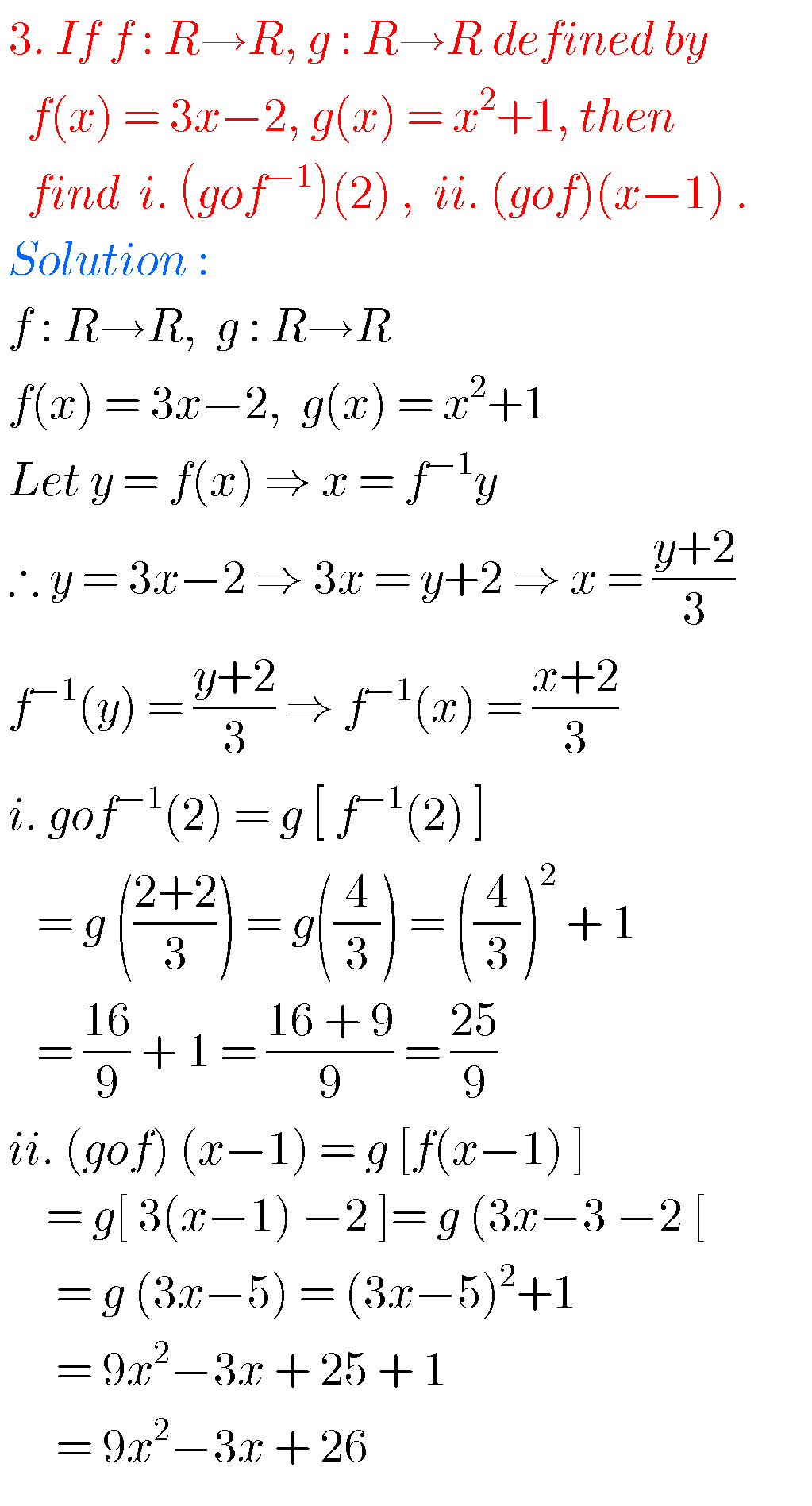 Intermediate Maths Solutions For Exercise 1(b) Functions - MATHS GLOW