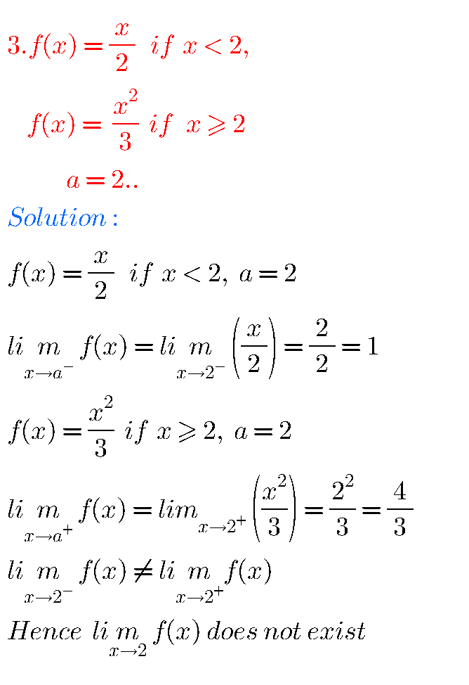 Intermediate Maths Solutions For Limits And Continuity Exercise 8(b ...