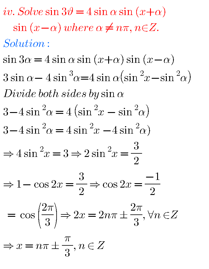 Intermediate Maths Solutions For Trigonometric Equations Exercise 7(a ...