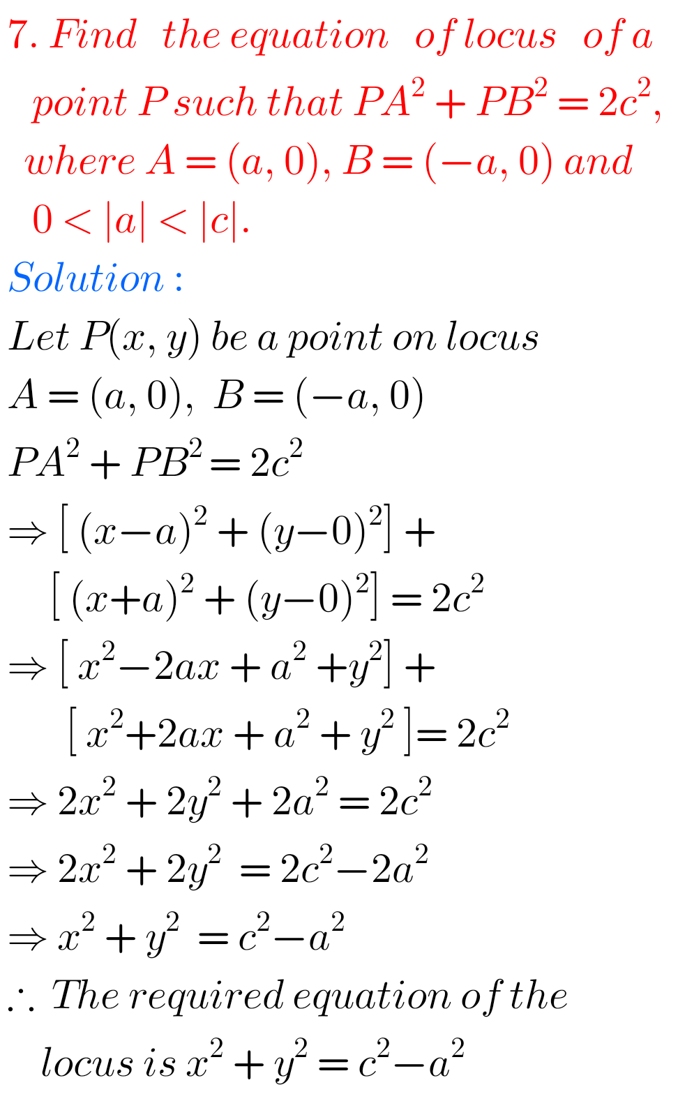 Inter Maths 1b Solutions For Locus Exercise 1(a), Chapter 1 - MATHS GLOW