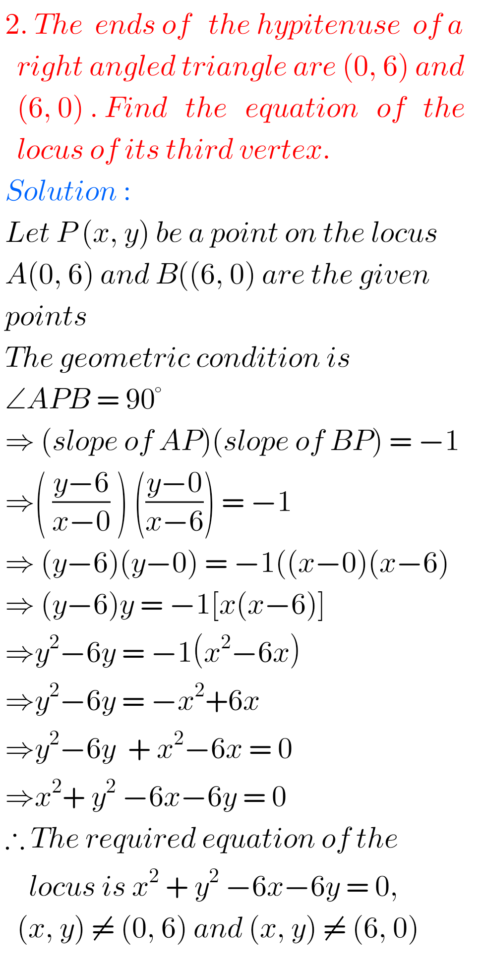 Inter Maths 1b Solutions For Locus Exercise 1(a), Chapter 1 - MATHS GLOW