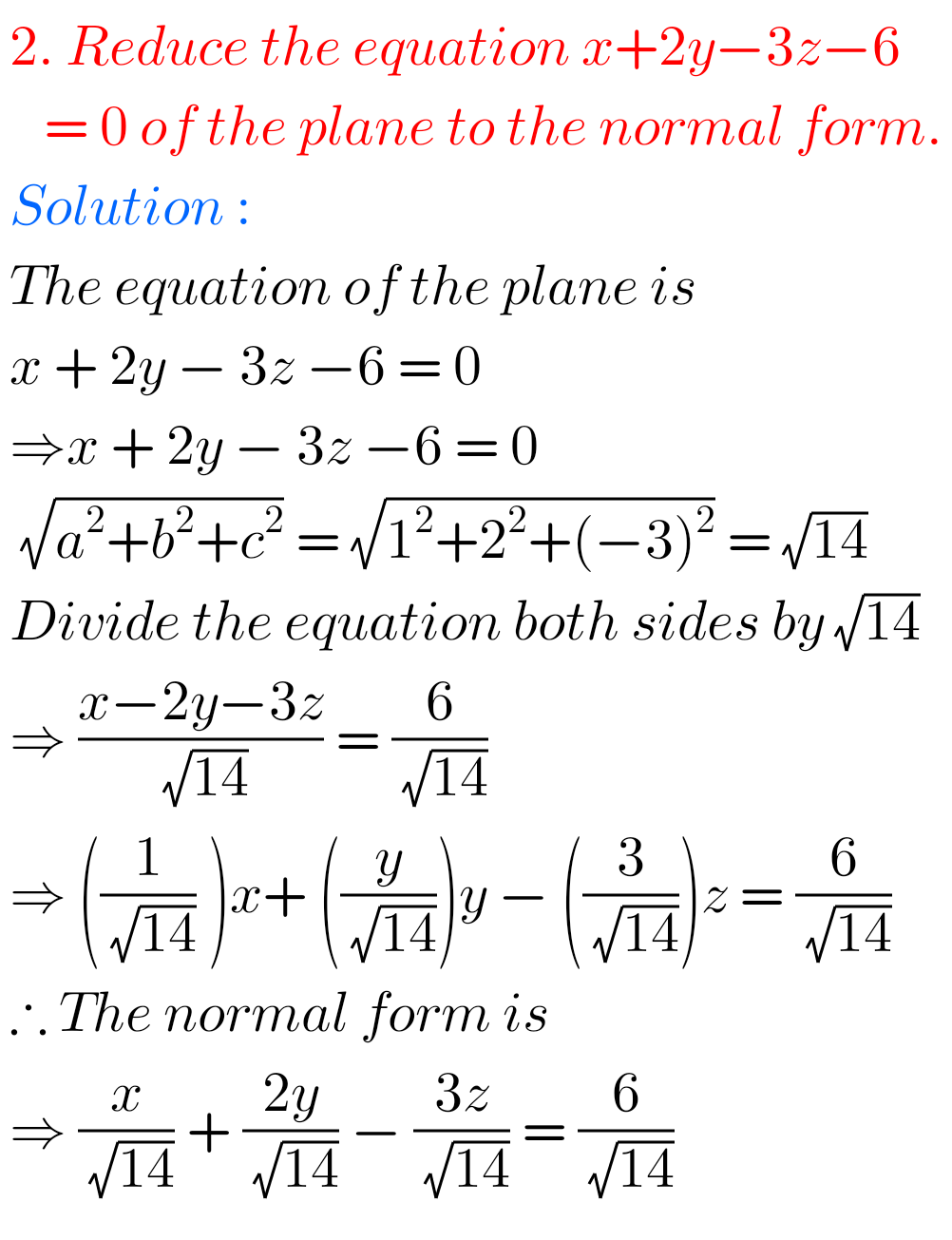 Inter Maths Solutions For The Plane Exercise 7(a) - MATHS GLOW