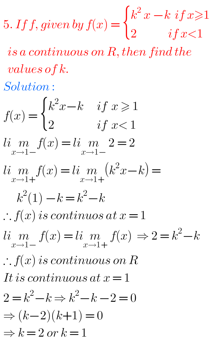 Inter Maths Solutions For Limits And Continuity Exercise 8(e) - MATHS GLOW