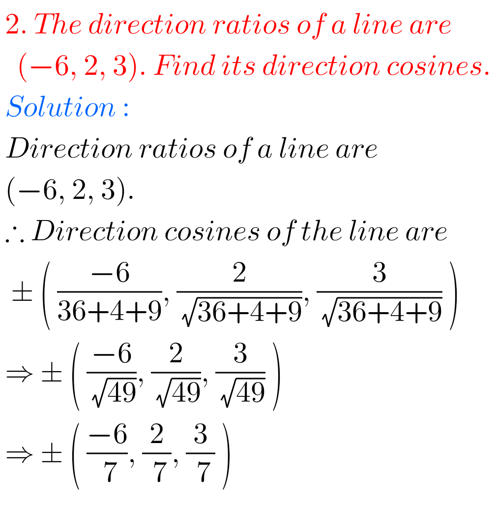 Inter Maths 1B Solutions For Direction Cosines And Direction Ratios ...