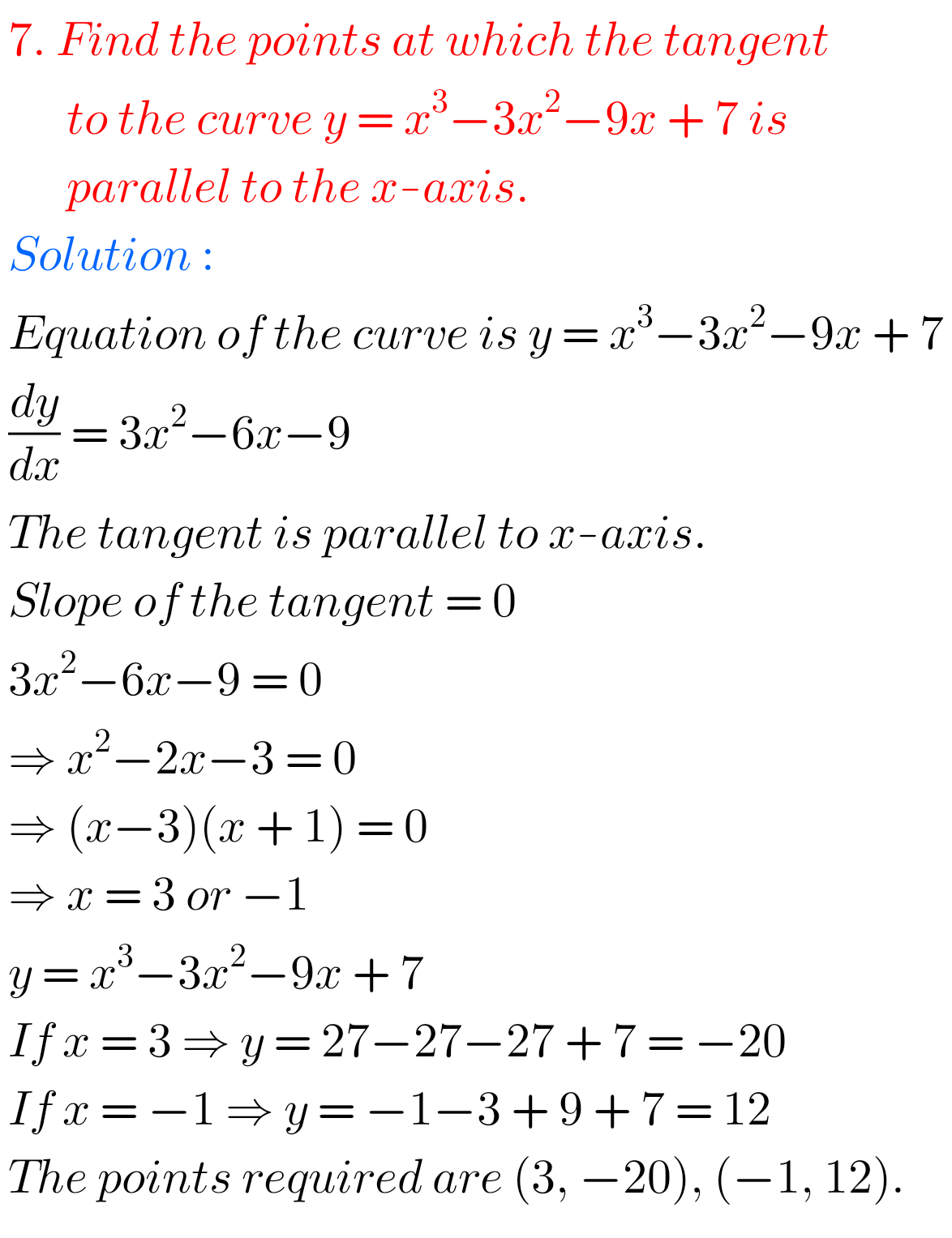 Applications Of Derivatives Exercise 10(b) Solutions Inter Maths 1B ...