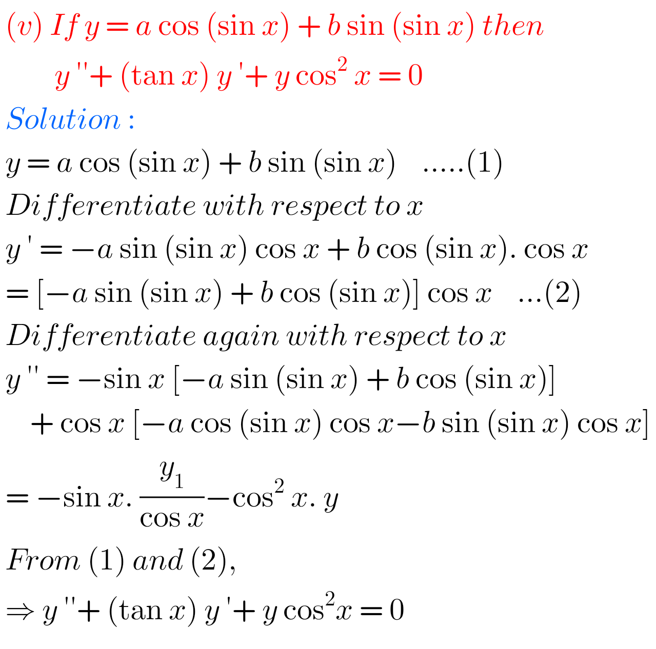 Inter Maths Solutions For Differentiation Exercise 9(d) - MATHS GLOW