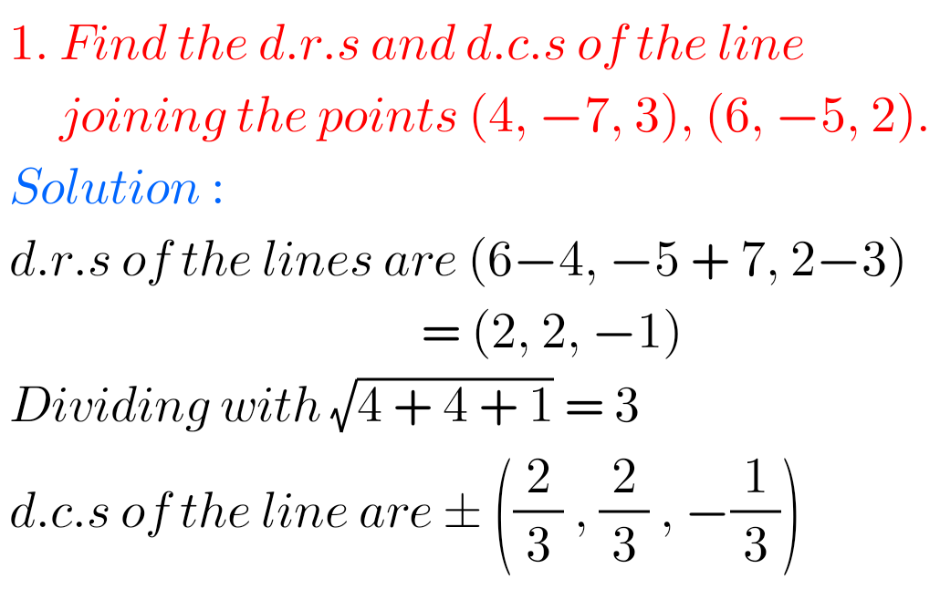 Inter Maths 1B Solutions For Direction Cosines And Direction Ratios ...