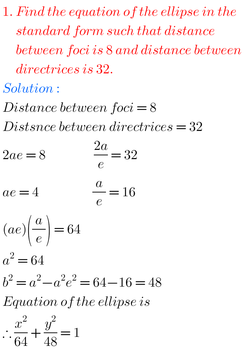 Intermediate Maths Solutions For Ellipse Exercise 4a & 4b - MATHS GLOW