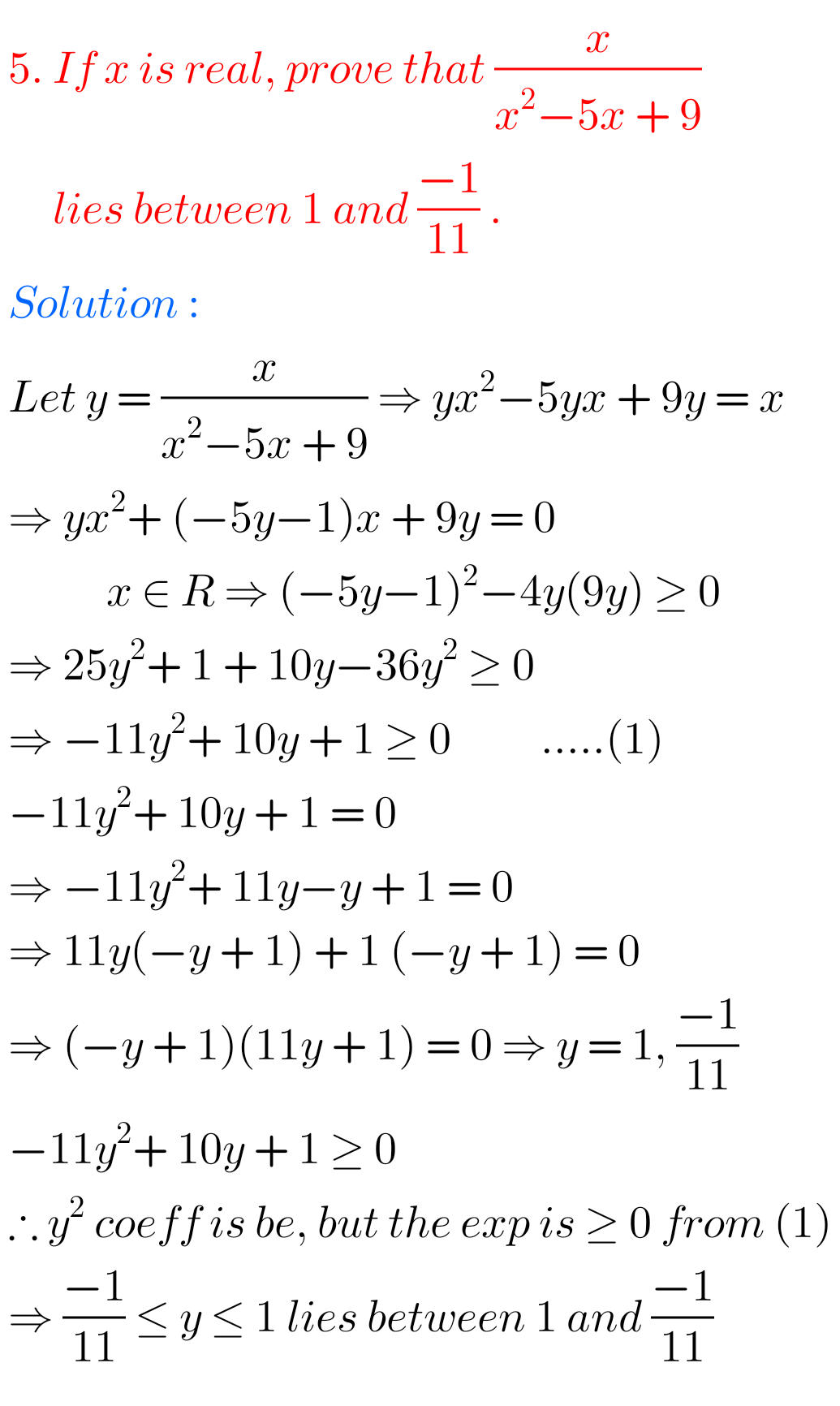 Inter Maths IIA Solutions For Quadratic Expressions Exercise 3(c ...