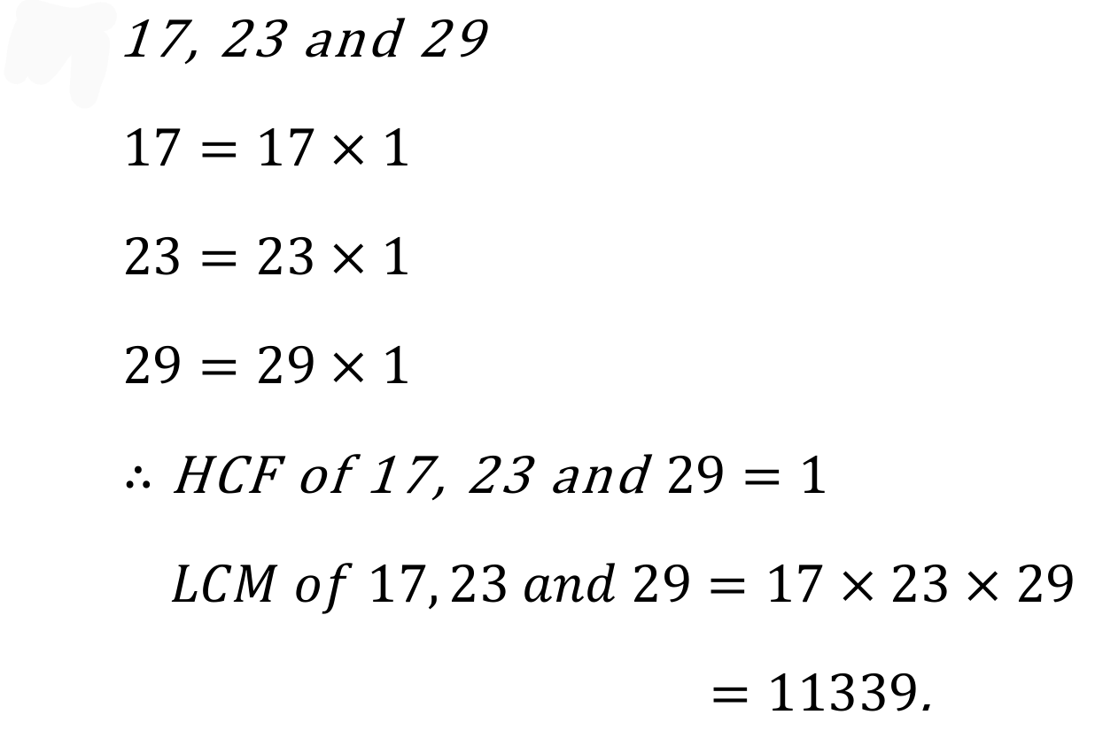 Find the LCM and HCF of integers 17, 23 and 29. - MATHS GLOW