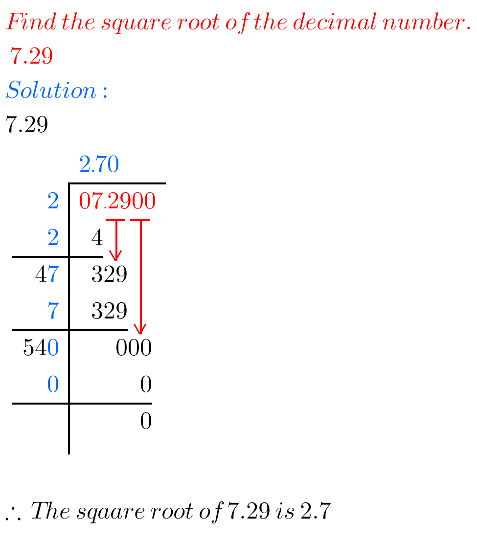 how to find square root of a decimal no